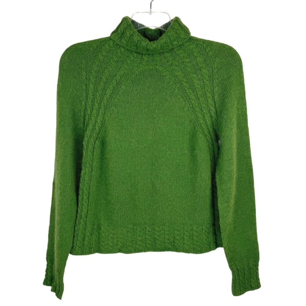 VTG Willi Smith Green Knit Wool Alpaca Blend‎ Turtleneck Sweater Women's Medium